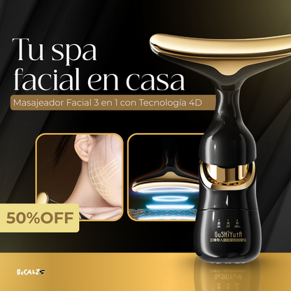 Masajeador Facial 3 en 1 con Tecnología 4D (Rostro - Ojos - Cuello) - 😍50% DE DESCUENTO😍
